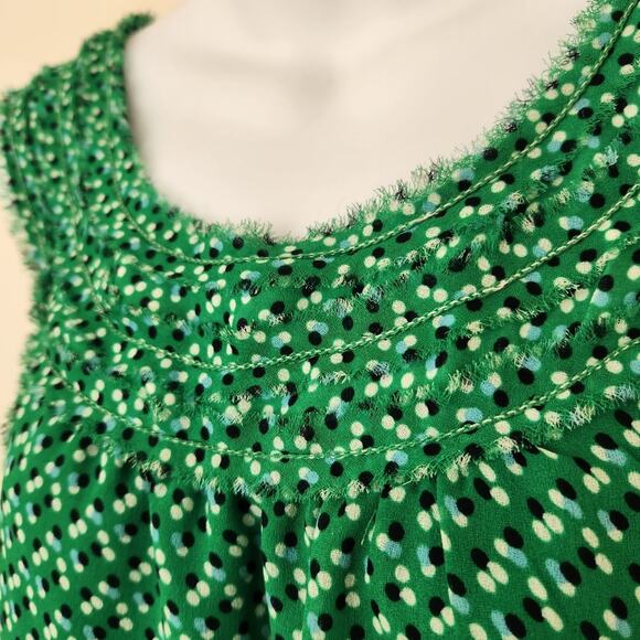 STUDIO M Green Multi Color Polka Dot Print Sleeveless Dress Size L - Picture 8 of 14